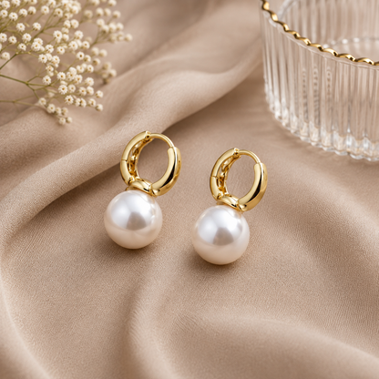 Swarnique Pearl Drop Huggie Earrings