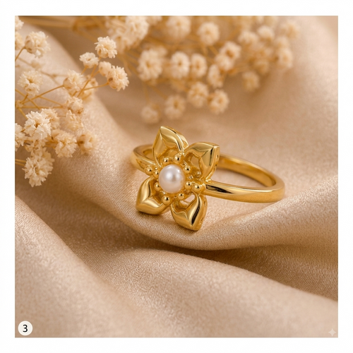 Floral Pearl Gold Ring