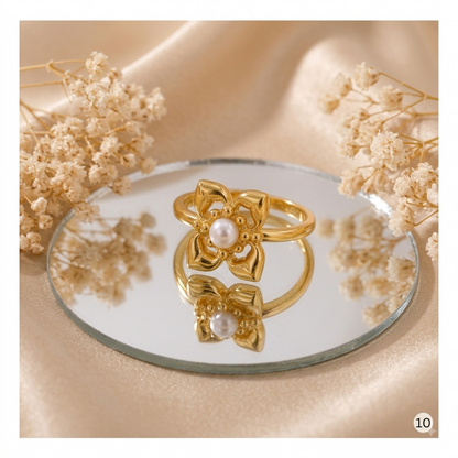 Floral Pearl Gold Ring