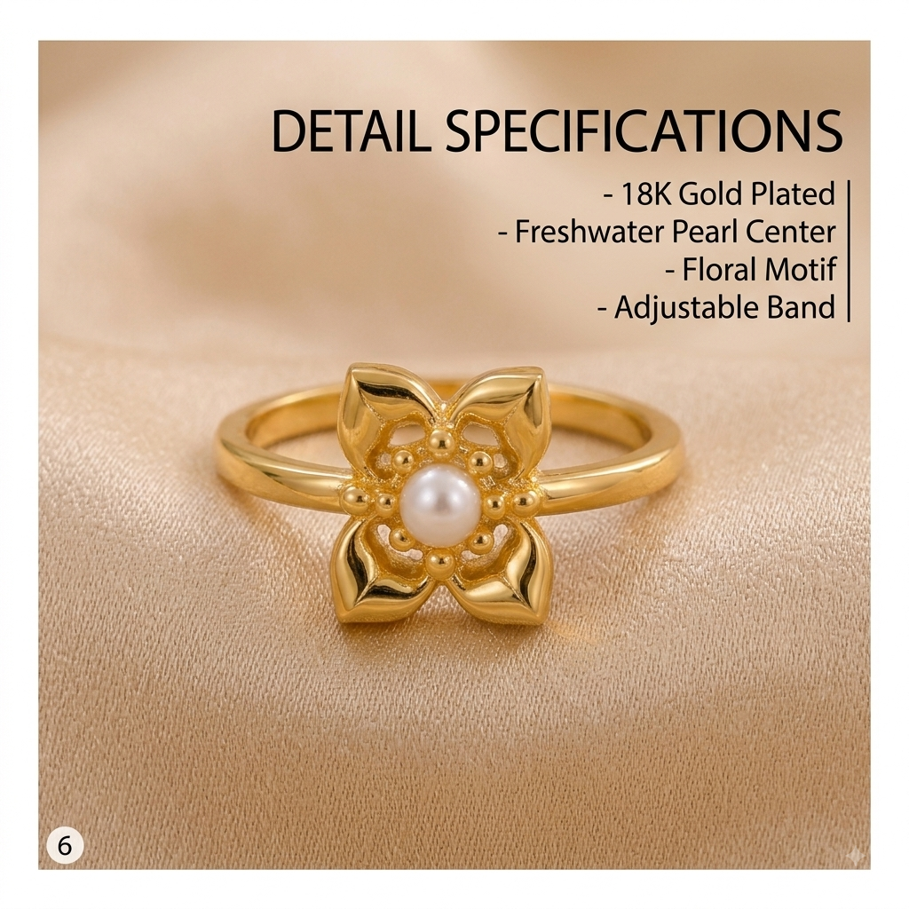 Floral Pearl Gold Ring