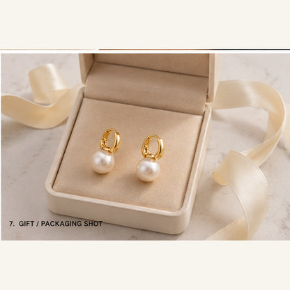 Swarnique Pearl Drop Huggie Earrings