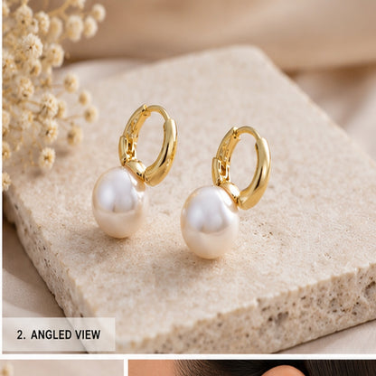 Swarnique Pearl Drop Huggie Earrings